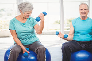 Man & Woman Working with Weights